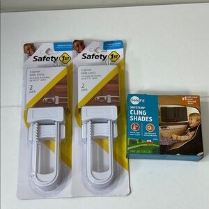 Set of Safety 1st Cabinet Slide Locks and 2 pack Cling Shades